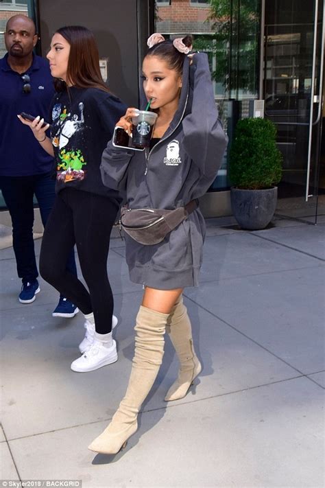 ariana grande tall boots sweatshirt.